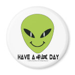 Alien Smiley Face Refrigerator Magnet