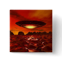 Alien spacecraft over an alien planet, computer buttons
