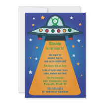 Alien Spaceship Birthday Party Invitations