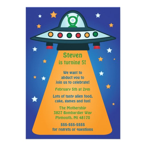 Alien Spaceship Birthday Party Invitations