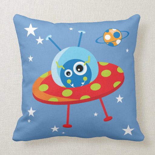 Alien Spaceship Throw Pillow
