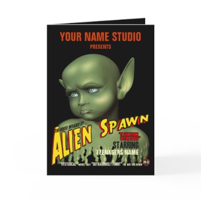 Alien Spawn B-Movie Poster Birthday Card by Specialeetees