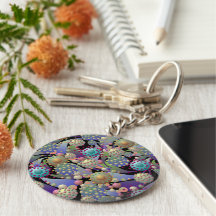 Alien Spores and Blossoms Keychain