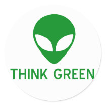 Alien Think Green Stickers