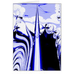 Alien Tropics - Fractal Art Design. Blue and White Greeting Cards