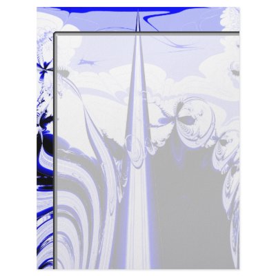 Alien Tropics - Fractal Art Design. Blue and White Personalized Letterhead by PsyborgAli