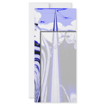 Alien Tropics - Fractal Art Design. Blue and White Rack Card Template