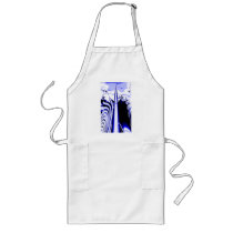 Alien Tropics Fractal. Blue & White. Apron