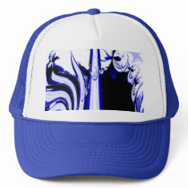 Alien Tropics Fractal. Blue & White. Hat, Cap.