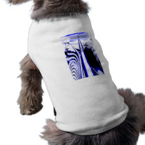 Alien Tropics Fractal. Blue & White. Pet tee! pet clothing