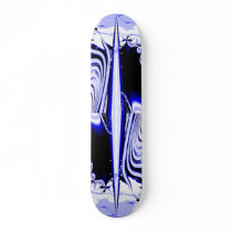 Alien Tropics Fractal. Blue & White. Skateboard
