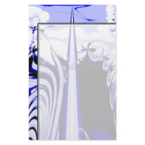 Alien Tropics Fractal. Blue & White. Stationery