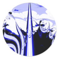 Alien Tropics Fractal. Blue & White. Stickers sticker
