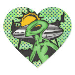 Alien UFO Heart Stickers