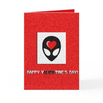 aLiEn Valentine Greeting Card by BitsOfWhimsy