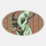Alien Wired For Music Oval Stickers Alien Wired For Music Oval Stickers