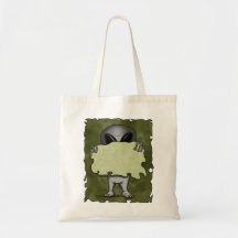 Alien With Blank Sign Bag