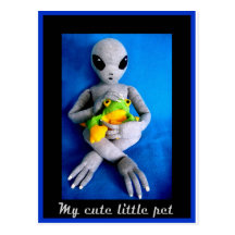Alien with Frog Pet Post Cards