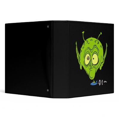 Alien with Giant Head driving UFO Vinyl Binder by alien_nation
