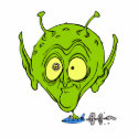 Alien with Giant Head driving UFO photo sculptures