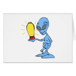 Alien with little rocket ship cards