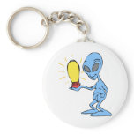 Alien with little rocket ship key chain
