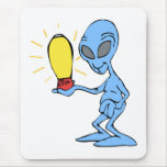 Alien with little rocket ship mouse pad