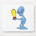 Alien with little rocket ship mousepads
