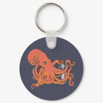 Alien with Octopus Friend Key Chain keychains by Quantum_Art_Nerd Alien with Octopus Friend Key Chain keychains