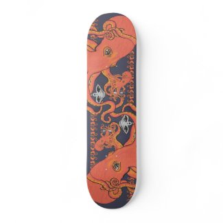 Alien with Octopus Friend Skateboard skateboard