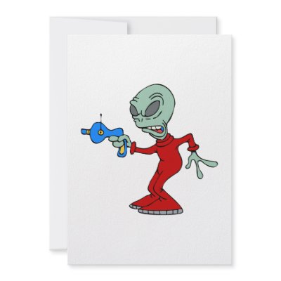 Alien with ray gun custom announcements by alien_nation