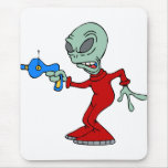 Alien with ray gun mousepads
