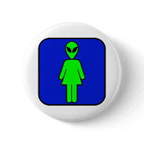 Alien Woman Pinback Buttons