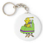 Alien yellow coaster keychain