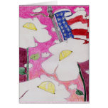 Alienated Soul: Three Flowers US Flag Pink Sky Greeting Card