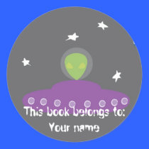 aliens and earth book label stickers