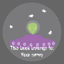 aliens and earth book label stickers