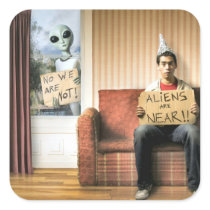 Aliens are Near - Square Sticker