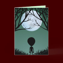 Aliens Art Cards Invitations Custom Halloween Card cards