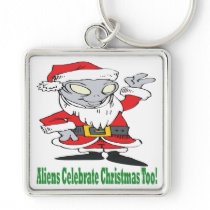 Aliens Celebrate Christmas Too Key Chain