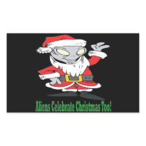 Aliens Celebrate Christmas Too Rectangle Stickers