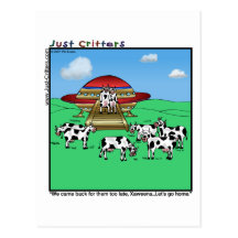 Aliens Cows Postcard