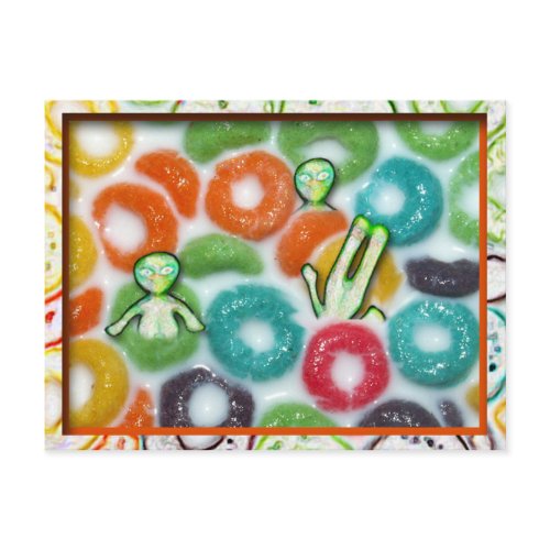 aLiEnS FROLICKING IN THE FRUIT LOOPS! postcard