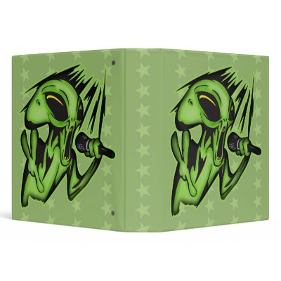 Aliens Invade The Karaoke Bar 3 Ring Binder by sagart1952