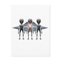 Aliens Landing Post Card
