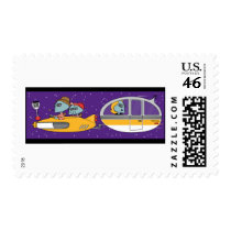 Aliens On Vacation Postage Stamp