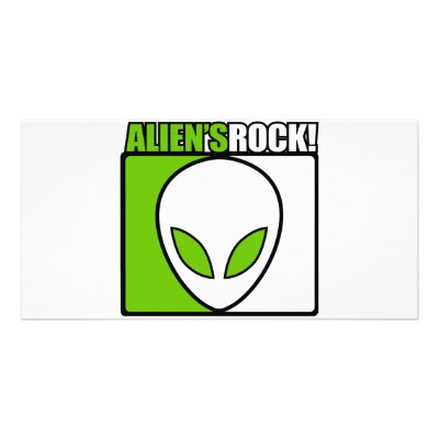 Aliens Rock! Photo Card Template by designs_that_rock