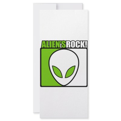Aliens Rock! Custom Rack Card by designs_that_rock