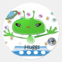aliensaturnearth round sticker