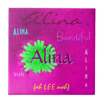 Alina Name and Irish Meaning with Green Flower tiles
